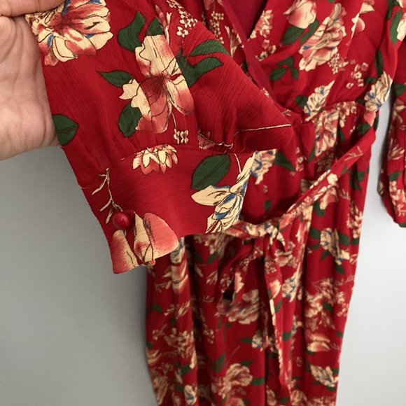 Papaya Red Floral Jumpsuit (size medium) - Picture 5 of 7
